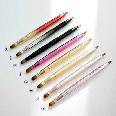 China High Quality E2017 Private Label Makeup Lip Brush Bevel Brush Double Eyebrow Brush Retractable Lip Brush for sale