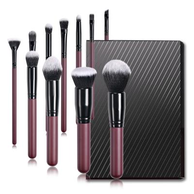 China Angular Blush E402 11pcs Private Label Claret Makeup Brush Wholesale New Style Wine Red Make Up Cosmetic Eye Brush Set for sale