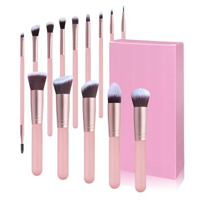 China Wholesale High Quality Rose Wooden Handle Brush b14007c 14PCS Silicone Face Makeup Brush Privately Label Tools Makeup Set Brush for sale