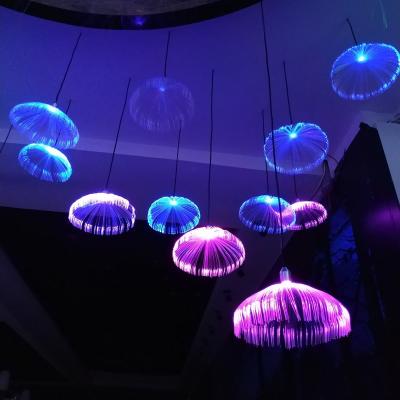 China Fiber Optic Light Diameter 20cm Led Fiber Optic Light Jellyfish Hanging Lamp For Holiday Light Decoration for sale