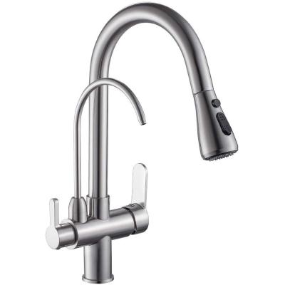 China Exterior Is Multilayer Plated High Quality Brushed Black Polished Kitchen Faucet 2 In1 Water Purifier Pull Out With Filter New for sale