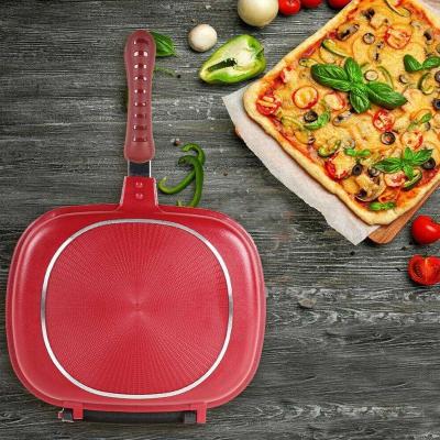 China Viable China Factory Direct Sale Die-Casting Aluminum Non-Stick Double Grill Pan Fry Pan for sale