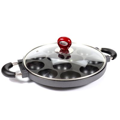 China Sustainable Cast Aluminum Non-Stick Cake Baking Pan Cast Takoyaki Aluminum Pan 12 Holes Aebleskiver Pan for sale