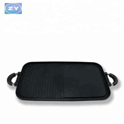 China Easily Cleaned Non-Stick Aluminum Rectangle Grilling BBQ Grill Topper Pan for sale