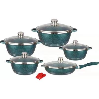 China 12Pcs Die Casting Sustainable Stick Cookware Set Non Cooking Pot Aluminum for sale