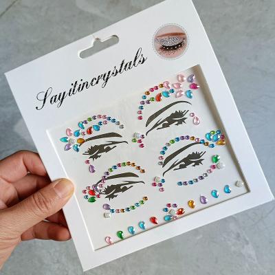 China Temporary New Trending 12 Designs Colorful Face Stickers Rhinestones For Face Eye Gems For Makeup for sale