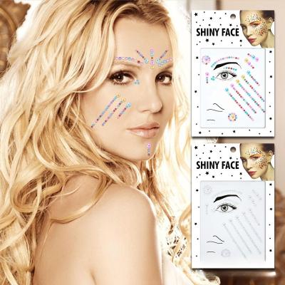 China Temporary New Acrylic Face Diamond Sticker Tattoo Sticker Party Half Face Crystals Makeup Eye Brow Center Gemstone Sticker for sale