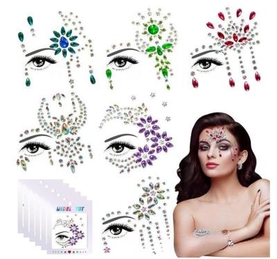 China Temporary Face Gems Stick On Chunky Glitter Face Jewelry Rhinestones Crystals Stickers Girl Eye Body Makeup Rave Festival Accessories for sale