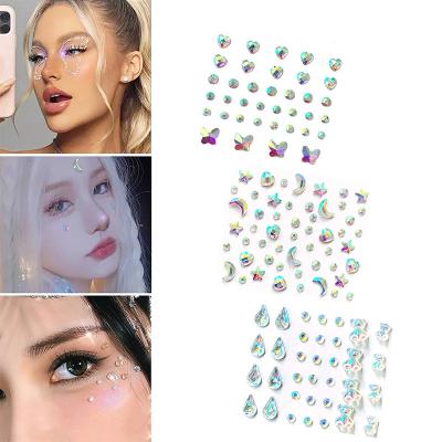 China Temporary Best Seller 26 Styles DIY Girl Party Rhinestone Art Jewel Stickers For Face Glitter Face Stickers Crystals Gems for sale