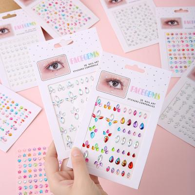 China Temporary Halloween Face Rhinestone Sticker Water Diamond Girls Pearl Gem Sticker Stage Temporary Tattoos Wholesale Body Nail Jewelry for sale