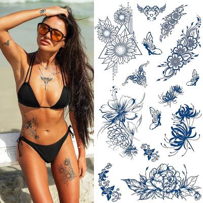 China Temporary Semi Permanent tattoo sticker 15 days lasting waterproof juice ink tattoo 100% plant-based realistic arm leg belly back tattoo for sale