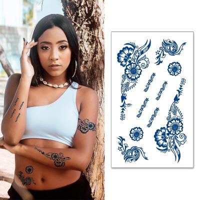 China Temporary 2 weeks lasting Organic vegan tattoo stickers Customized semi permanent tattoo Blue black fruit juice tattoos for sale