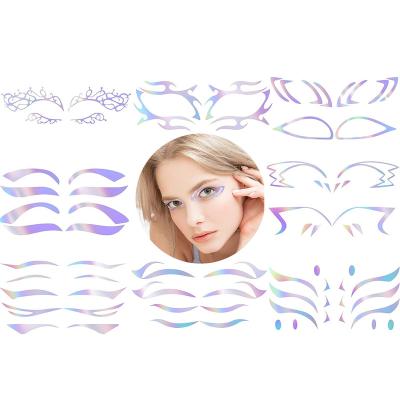 China Temporary Holographic stickers for eye makeup temporary crystal face tattoo eyeliner sticker Halloween christmas carnival party decoration for sale