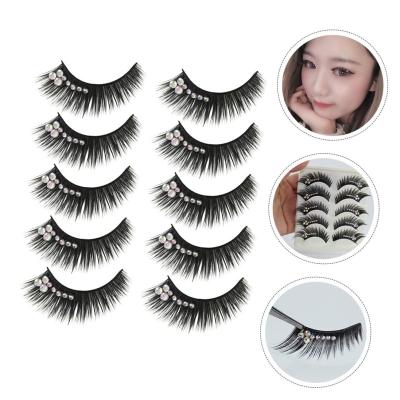 China Glitter & Shimmery New Diamond False Eyelashes With Diamonds Latin 5 Pairs False Eyelashes Natural Look Faux Mink Lashes For Woman for sale