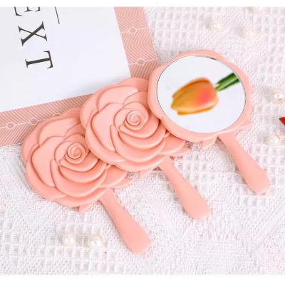 China Not Specified Custom Handheld Mirror With Logo Private Label Cosmetics Handheld Mirror Pink Rose Shaped Small Handheld Mirror for sale