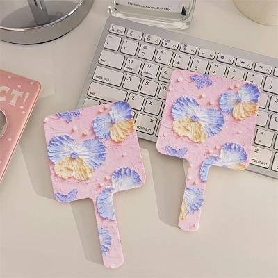 China Not Specified INS Flower Design Portable Travel Hand Held Mirrors Wholesale Hand Held Mirror Custom Logo Mini Hand Held Mirror for sale