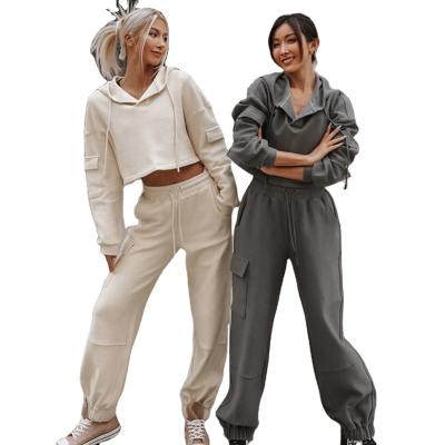 China QUICK DRY Autumn 2021 women's two-piece suit jogging pants women's sports suit custom made two-piece pants for sale