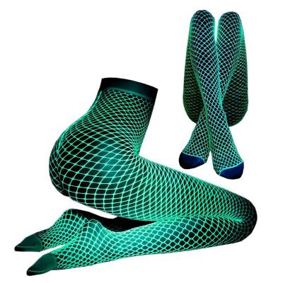 China Luminous Glowing Net Stockings For Women Luminous Glowing Waist Tops Net Tights Pantyhose Glow In The Dark Net Stockings Gaiters Thigh High for sale