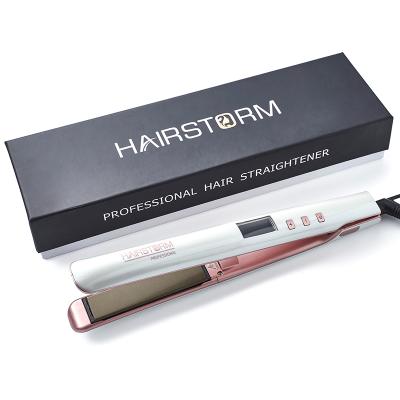 China Garage Custom Titanium Flat Irons Instant White Hair Ceramic Straightener Lightweight Heating Portable Iron for sale