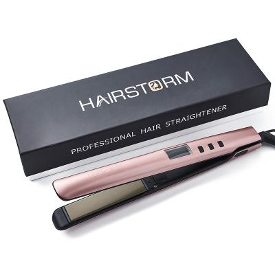 China Garage Professional Titanium 2 in 1 Hair Straightener and Curler LCD Display Adjustable Temperature Straightening Flat Iron for sale