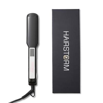 China 2021 Wide Garage Nano-titanium Hair Straightener Pressing Flat Iron With LCD Display Adjustable Temperature Convenient for sale