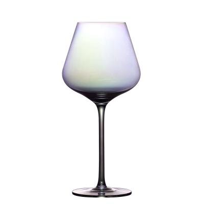 China Hotel restaurant home/bar top quality goblet wine glass new design colored goblet champagne glass glass for wedding party home decoration for sale