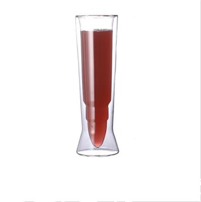 China Bar Fancy Double Wall Thermo Bullet Glass Beer Glass Double Up Borosilicate Glass for sale