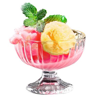 China Microwave Machine Pressed Flower Shape Clear 130ml Glass Ice Cream Cup for sale