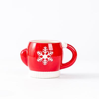 China Sustainable Ceramic Bowl Shape Snowflake White Coffee Mugs Size And Shape Can Be Customized for sale