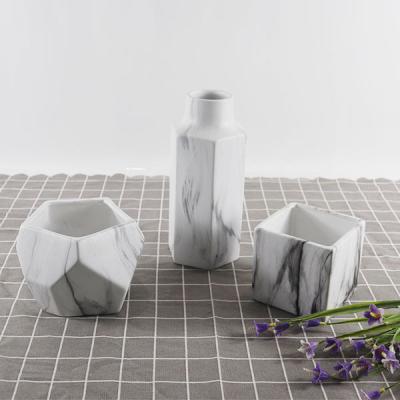 China Mini traditional marble pattern ceramic flower vases for home and table decoration for sale