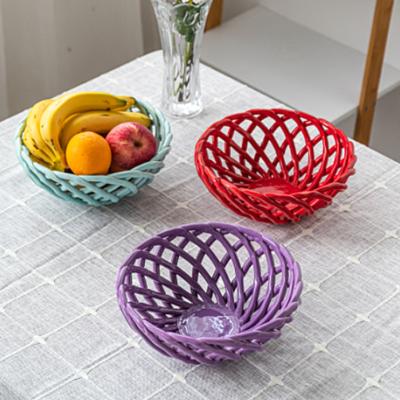 China High Quality Food Grade Stored Around Ceramic Fruit Basket for sale