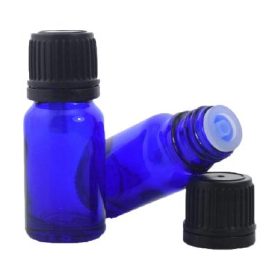 China Cosmetic Manufacturer Cheap Price Round Glass Essential Oils Blue Bottles 10ml With Pipette Insert for sale