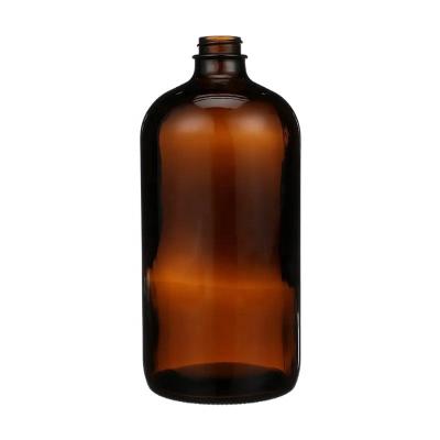 China Beverage Maker Factory Price Boston Round 32oz Cold Brew Coffee Bottle Wholesale Cold Brew Coffee Glass Bottles With Polycone Caps for sale