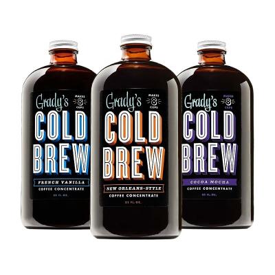 China Beverage Manufacturer Factory Price Boston Round Cold Brew Bottle 1l 1000ml Bottles For Cold Brew With Polycone Caps for sale