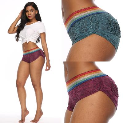 China Colorful Design Breathable Buttocks Beam Hot Selling Colorful Mouth Sports Elastic Leg Yoga Shorts for sale