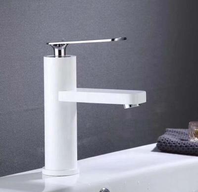 China Sense Faucets White Bathroom Faucet Black Finish Brass Color Basin Faucet (B66) for sale