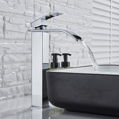 China Sense Faucets Brass + SS Tap Bathroom Lavatory Waterfall Faucets (C55H Chrome) for sale