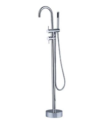 China Floor Stand Faucets Bathtub Floor Mounted Faucet Mixer Tap 360 Rotation Free Spout with ABS Handshower Bath Mixer Shower (Chrome FSB03) for sale