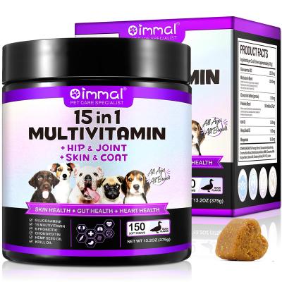 China Skin & Soft Coat Health OIMMAI Immunity Digestion Joint Heart Health Support Pet Supplement Chew Dog 15 in 1 Multivitamin Pet Vitamin Supplement for sale