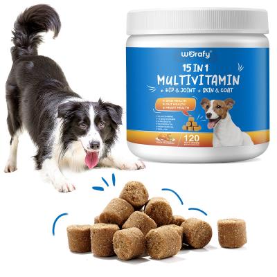 China Skin & Soft Coat Health WORAFY Immunity Digestion Joint Heart Health Pet Supplement Chew Dog 15 IN 1 Multivitamin Pet Vitamin Supplement for sale