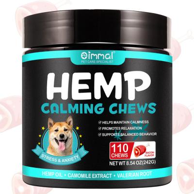 China Health OIMMAI Private Label Stress Relief Calm 110 Flavor Hemp Common Oil Pet Soothing Dog Chew Snack, Natural Dog Snacks for sale