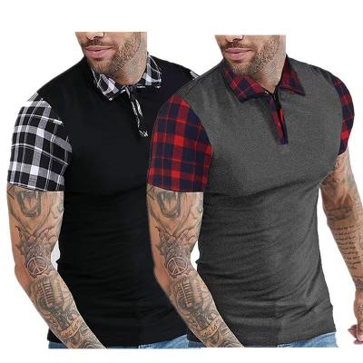 China 2022 summer fashion sleeve logo firm plaid short t-shirt QUICK DRY support custom made plus-size men for sale