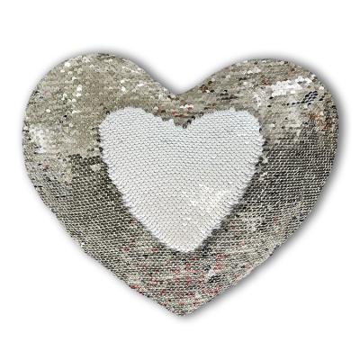 China PORTABLE PORTABLE Shiny Sublimation Reversible Shiny Magic Blank Heart White Sequin Mermaid Decorative Pillow Cover Shape for sale