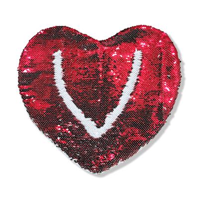 China Reversible Decoration Anti-static Heart Shaped Pillow Case Valentine's Day Sequin Blank Sublimation Pillow Cover for sale