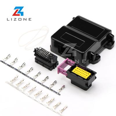 China LIZONE 24 Pin Automotive ECU Housing Wire To PCB Panel Board Connector 24 Pin Plug Car On-Board Controller With Aluminum Box for sale