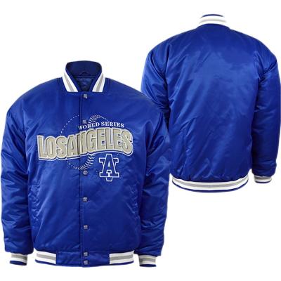 China Fashion QUICK DRY Sports Design Embroidery Logo Mens Satin Baseball Jacket for sale