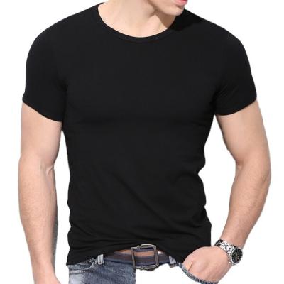 China Simple men's short sleeve T-shirt simple tight top thin collar t-shirt men's compressed cotton plain round bottom shirt T-shirt for sale