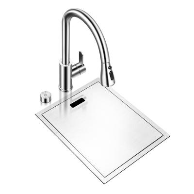 China Without Faucet 304 Stainless Steel Handmade Kitchen Sink With Lid Plate Hidden Sink Single Series Small Piece On Display for sale