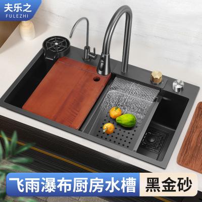 China Faucet Kitchen Sink Flying Rain Free Built-in Manual Basin Sink Lowering Sink Set Single Sink Undercounter Sink Large Sink for sale