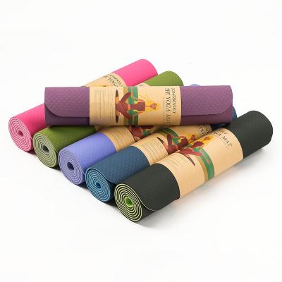 China Yoga Exercises OEM Eco Friendly Anti Slip Double Layer 6mm Customized Non Slip Yoga Mat for sale